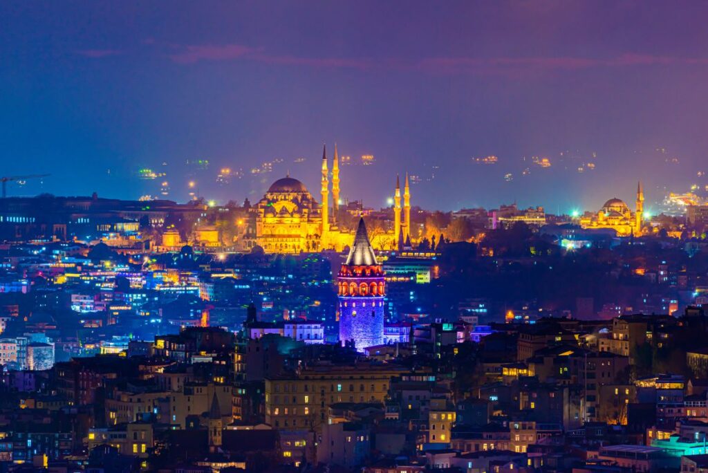 ISTANBUL, TURKEY. Panoramic Istanbul sunset view